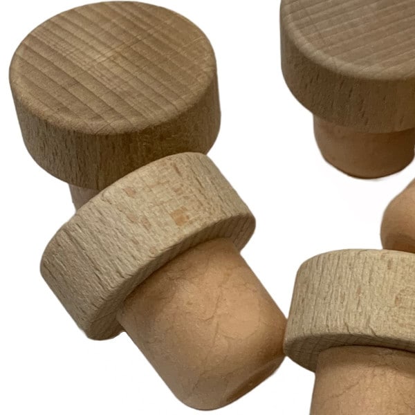 Close up natural wood cap stopper